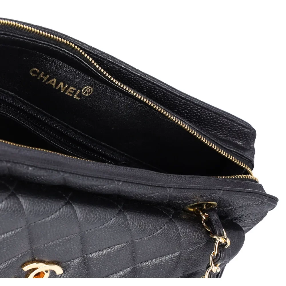 Chanel Classic Front Pocket Small Chain Shoulder Tote Quilted Caviar Leather - Picture 3 of 11